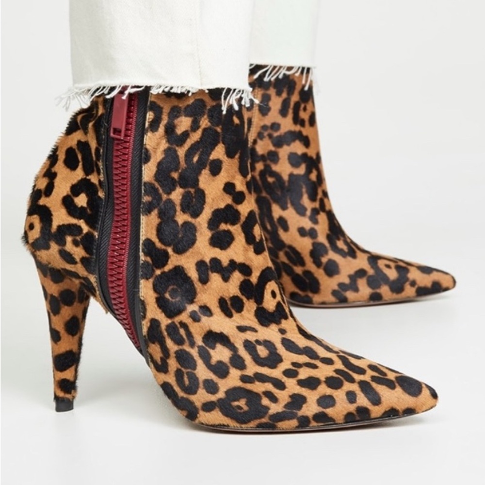 Veronica Beard Leopard 9.5 Pony Hair Ankle Boots